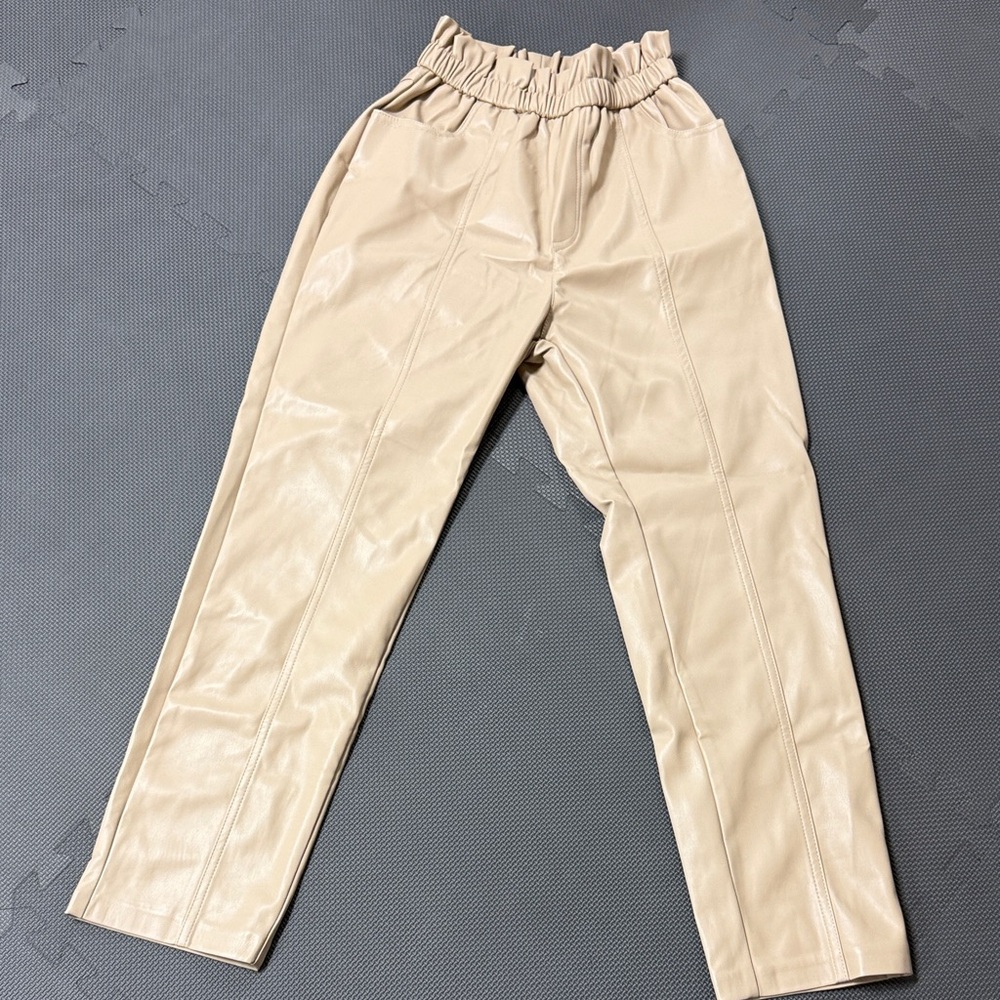 Elan Taupe Faux Leather Pants